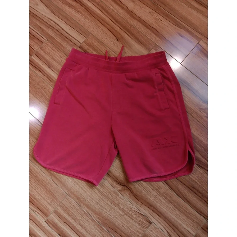 Authentic Armani Exchange Mens Sherbet Red Jogger shorts Embossed Logo Size Xs